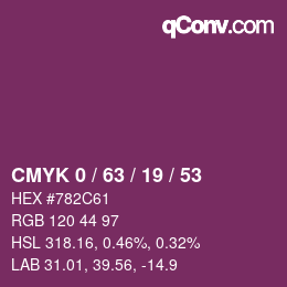 颜色代码: CMYK 0 / 63 / 19 / 53 | qconv.com