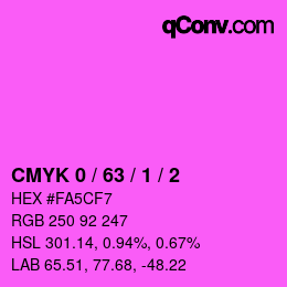 カラーコード: CMYK 0 / 63 / 1 / 2 | qconv.com