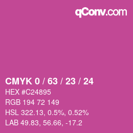 カラーコード: CMYK 0 / 63 / 23 / 24 | qconv.com