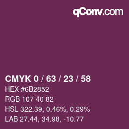 Code couleur: CMYK 0 / 63 / 23 / 58 | qconv.com