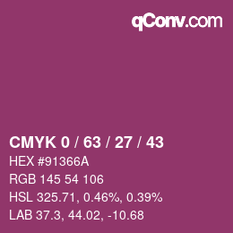 颜色代码: CMYK 0 / 63 / 27 / 43 | qconv.com