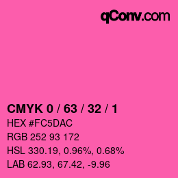 カラーコード: CMYK 0 / 63 / 32 / 1 | qconv.com