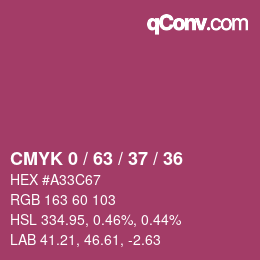 カラーコード: CMYK 0 / 63 / 37 / 36 | qconv.com