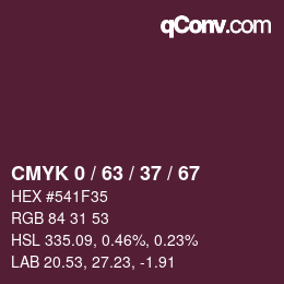 颜色代码: CMYK 0 / 63 / 37 / 67 | qconv.com