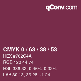 Color code: CMYK 0 / 63 / 38 / 53 | qconv.com