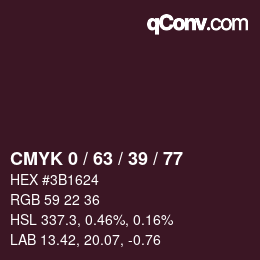 Color code: CMYK 0 / 63 / 39 / 77 | qconv.com