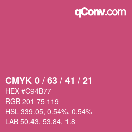 カラーコード: CMYK 0 / 63 / 41 / 21 | qconv.com