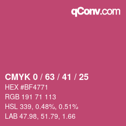 颜色代码: CMYK 0 / 63 / 41 / 25 | qconv.com