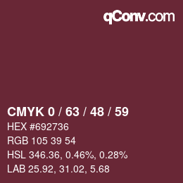 颜色代码: CMYK 0 / 63 / 48 / 59 | qconv.com