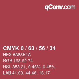 Color code: CMYK 0 / 63 / 56 / 34 | qconv.com
