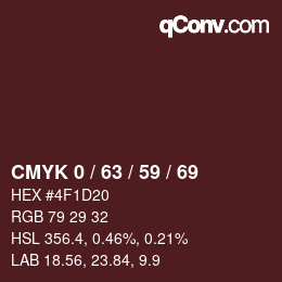 颜色代码: CMYK 0 / 63 / 59 / 69 | qconv.com