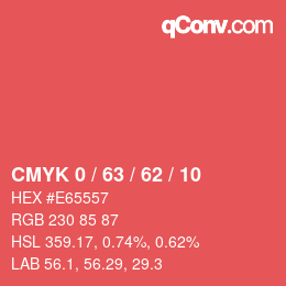 Código de color: CMYK 0 / 63 / 62 / 10 | qconv.com