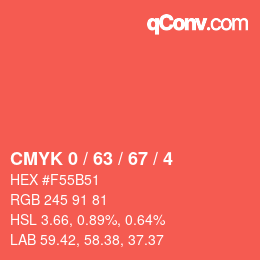 Color code: CMYK 0 / 63 / 67 / 4 | qconv.com