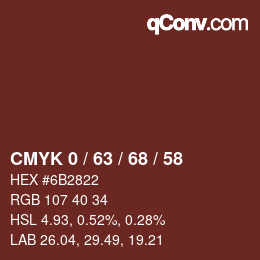 カラーコード: CMYK 0 / 63 / 68 / 58 | qconv.com