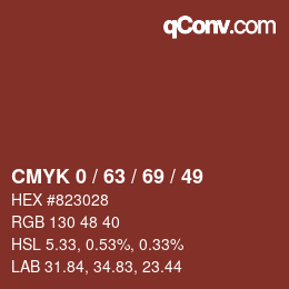 カラーコード: CMYK 0 / 63 / 69 / 49 | qconv.com