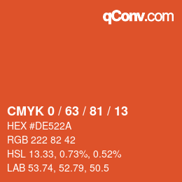 Farbcode: CMYK 0 / 63 / 81 / 13 | qconv.com
