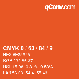 颜色代码: CMYK 0 / 63 / 84 / 9 | qconv.com
