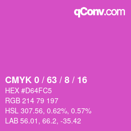 カラーコード: CMYK 0 / 63 / 8 / 16 | qconv.com