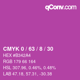 颜色代码: CMYK 0 / 63 / 8 / 30 | qconv.com
