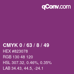 Color code: CMYK 0 / 63 / 8 / 49 | qconv.com