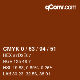 Color code: CMYK 0 / 63 / 94 / 51 | qconv.com