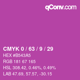 Farbcode: CMYK 0 / 63 / 9 / 29 | qconv.com