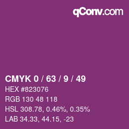 颜色代码: CMYK 0 / 63 / 9 / 49 | qconv.com