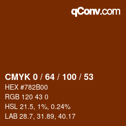 Código de color: CMYK 0 / 64 / 100 / 53 | qconv.com