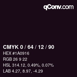 カラーコード: CMYK 0 / 64 / 12 / 90 | qconv.com