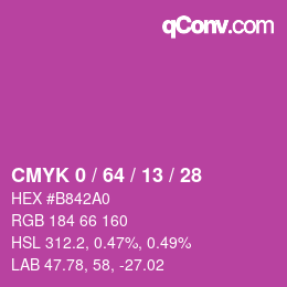 颜色代码: CMYK 0 / 64 / 13 / 28 | qconv.com
