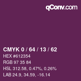 Color code: CMYK 0 / 64 / 13 / 62 | qconv.com