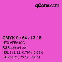 カラーコード: CMYK 0 / 64 / 13 / 8 | qconv.com