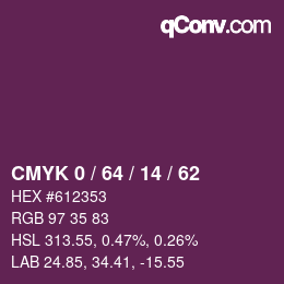 Color code: CMYK 0 / 64 / 14 / 62 | qconv.com