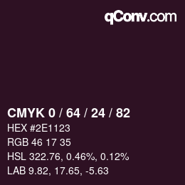 カラーコード: CMYK 0 / 64 / 24 / 82 | qconv.com
