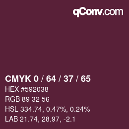 カラーコード: CMYK 0 / 64 / 37 / 65 | qconv.com