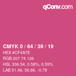 カラーコード: CMYK 0 / 64 / 39 / 19 | qconv.com
