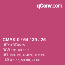 カラーコード: CMYK 0 / 64 / 39 / 25 | qconv.com