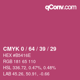 Farbcode: CMYK 0 / 64 / 39 / 29 | qconv.com