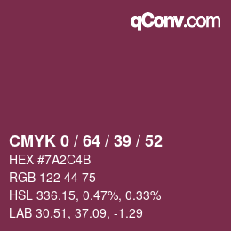 Color code: CMYK 0 / 64 / 39 / 52 | qconv.com