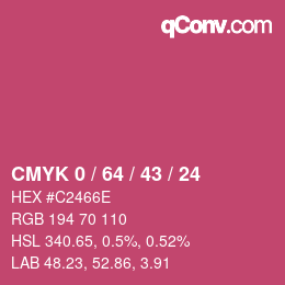 Farbcode: CMYK 0 / 64 / 43 / 24 | qconv.com