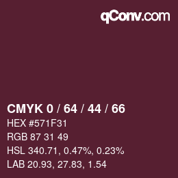 Color code: CMYK 0 / 64 / 44 / 66 | qconv.com