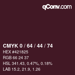 颜色代码: CMYK 0 / 64 / 44 / 74 | qconv.com