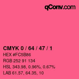 Color code: CMYK 0 / 64 / 47 / 1 | qconv.com