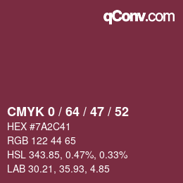 Farbcode: CMYK 0 / 64 / 47 / 52 | qconv.com