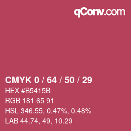 Color code: CMYK 0 / 64 / 50 / 29 | qconv.com