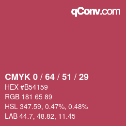 Farbcode: CMYK 0 / 64 / 51 / 29 | qconv.com