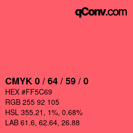 Código de color: CMYK 0 / 64 / 59 / 0 | qconv.com