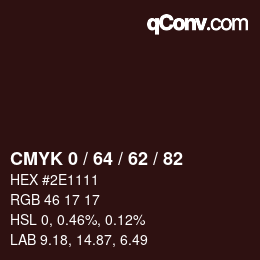 颜色代码: CMYK 0 / 64 / 62 / 82 | qconv.com