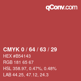 Color code: CMYK 0 / 64 / 63 / 29 | qconv.com