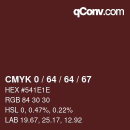 カラーコード: CMYK 0 / 64 / 64 / 67 | qconv.com